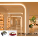 RISHANG Cob Şerit LED 24V ve Metal Trafo Kiti – 5 Metre Set - Metrede 480 LED – Yüksek Crı > 90 – Noktasız Aydınlatma - 3000K - Gün Işığı