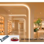 RISHANG Cob Şerit LED 24V ve Ultra Ince Trafo Kiti – 20 Metre Set - Metrede 480 LED – Yüksek Crı > 90 – Noktasız Aydınlatma - 3000K - Gün Işığı