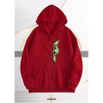 Risil-Nu Company Yeni Sezon Tam Fermuarlı Pamuklu Içi Şardonlu "baby Yoda" Baskılı Kapüşonlu Cepli Sweat Ceket - XL - Kırmızı