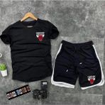 Risil-Nu Company Yeni Sezon Trend Bulls Baskılı Slim Fit Oval Kesim Tshirt- Polyester Interlok Kumaş Şort 2'li - Siyah - XL