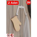 Risingmaber 3m Yapışkanlı Beyaz Çift Kancalı Askılık, Bornoz Askı, Mutfak Banyo Askısı(2 Adet) Mt89b