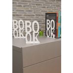 Risingmaber Dekoratif Beyaz Book Yazı Tasarımlı Kitap Tutucu Desteği Metal Kitap Tutucu (İkili Set)Mk3b