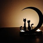 RİSİNGMABER Dekoratif Hilal Kedi Manzara Tasarımlı Metal Mumluk Şamdan.