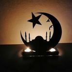 RİSİNGMABER Dekoratif Hilal&Yıldız Cami Tasarımlı Metal Mumluk Şamdan.