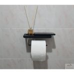 Risingmaber Metal Mat Siyah Telefon Raflı Tuvalet Kağıtlık