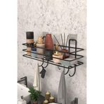 risingmaber Metal Siyah Yapışkanlı Banyo Düzenleyici Raf, Şampuanlık Duş Rafı ve Organizer MT119S