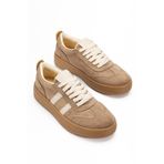 RİSSOLİ Kadın Sneaker Bağcıklı Düz Kalın Taban Spor Ayakkabı Vizon Süet
