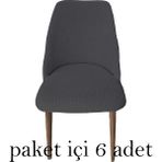 Rişte Home 6 Lı A Kalite Sandalye Kılıfı Büyük Oval Likralı Yıkanabilir Lastikli Bambu Sandalye Örtüsü 6 Adet - 50 x 50 cm - Antrasit