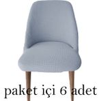 Rişte Home 6 Lı A Kalite Sandalye Kılıfı Büyük Oval Likralı Yıkanabilir Lastikli Bambu Sandalye Örtüsü 6 Adet - 50 x 50 cm - Gri