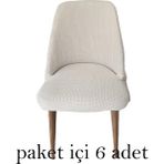 Rişte Home 6 Lı A Kalite Sandalye Kılıfı Büyük Oval Likralı Yıkanabilir Lastikli Bambu Sandalye Örtüsü 6 Adet - 50 x 50 cm - Krem