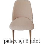Rişte Home 6 Lı A Kalite Sandalye Kılıfı Büyük Oval Likralı Yıkanabilir Lastikli Bambu Sandalye Örtüsü 6 Adet - 50 x 50 cm - Vizon