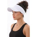 Ritagarcia Kadın Triko Esnek Vizör Şapka - Tenis, Koşu ve Spor Güneşliği - Standart - Beyaz