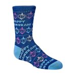 Rite Lite Chanukah Çorapları, Gençlik Ekibi, Dreidels & Lurex ile Mutlu Chanukah, Kartlı, Dreidels & Lurex ile Mutlu Chanukah, Tek Beden
