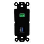 RiteAV 1 Port SC-APC-SX USB-3 çoğaltıcı jak ekleme rocker modülü dişi-dişi dekoratif duvar kapağı yüz plakası [siyah]