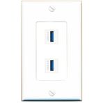 RiteAV 2 Bağlantı Noktalı USB-3 Jak Bağlayıcı Dişi-Dişi Duvar Plakası [Beyaz]