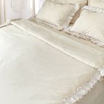 Ritmo Home Açık Bej Fırfırlı Fistolu Pamuklu Vintage Retro Otel Serisi Çift Kişilik Nevresim Takımı - 200 x 220 cm