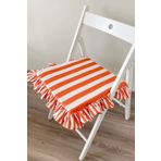 RİTMOHOME Turuncu Krem Çizgili Fırfırlı Marin, Vintage, Yaz, Iskandinav, Bohem 40x40 Sandalye Minderi