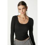 Ritnice Kadın Anita Tok Doku Pamuklu Fittili Siyah Basic Bluz