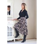 Ritnice Kadın Bej Siyah Midi Saten Etek - Karışık