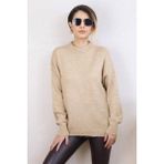 Ritnice Kadın Camel Oversize Basic Kazak - Standart