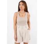 Ritnice Kadın Cotton Premium Doku Bej Pamuklu Basic Fitilli Atlet