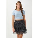 Ritnice Kadın Deal Lux Touch Yumuşak Doku Crop Mavi Bluz