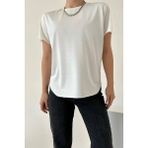 Ritnice Kadın Ekru %100 Modal Lazerkesim T-Shirt