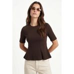 Ritnice Kadın Ella Kahverengi Peplum Bluz