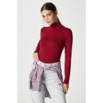 Ritnice Kadın Feel Lux Touch Dik Yaka Bordo Uzun Kol Soft Bluz - XL
