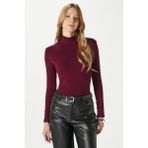 Ritnice Kadın Feel Lux Touch Dik Yaka Mürdüm Uzun Kol Soft Bluz - XL