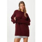 Ritnice Kadın Homy Yumuşacık Bisiklet Yaka Bordo Oversize Triko Kazak