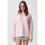 Ritnice Kadın Homy Yumuşacık Bisiklet Yaka Soft Pembe Oversize Triko Kazak