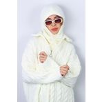 Ritnice Kadın İpli Krem Balaclava Triko Bere / Başlık