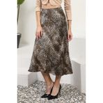 Ritnice Kadın Leopar Midi Saten Etek - Karışık
