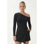 Ritnice Kadın Maje Lux Touch Omuz Detay Antrasit Bluz - XL