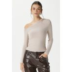 Ritnice Kadın Maje Lux Touch Omuz Detay Bej Bluz - XL