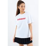Ritnice Kadın Motto Yazılı Oversize %100 Pamuk Uzun T-Shirt