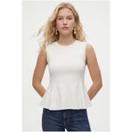 Ritnice Kadın Rowe %100 Pamuk Peplum Sıfır Kol Ekru Bluz