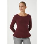 Ritnice Kadın Runa Premium Bordo Peplum Bluz