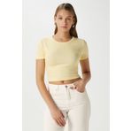 Ritnice Kadın Serra %100 Pamuk Tereyağ Sarısı Crop Top