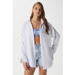 Ritnice Kadın Tilda %100 Pamuk Müslin Oversize Beyaz Gömlek