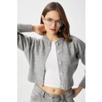 Ritnice Kadın Tilia Crop Gri Örgü Hırka