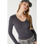 Ritnice Kadın Zera Lux Touch V Yaka Antrasit Bluz - XL