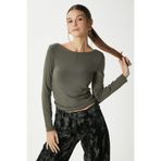 Ritnice Kayık Yaka Need Uzun Kollu Haki Soft Top / Bluz