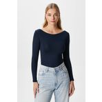 Ritnice Kayık Yaka Need Uzun Kollu Lacivert Soft Top / Bluz
