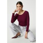 Ritnice Kayık Yaka Need Uzun Kollu Mürdüm Soft Top / Bluz - XL