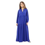 Ritnice Prive Kadın Base%100 Viskon Saks Mavi Maksi Boy Yazlık Elbise S/M