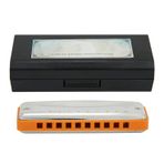 RiToEasysports Blues Harmonica, 10 Delikli Ağızlık C Anahtar Paslanmaz Çelik Kapak Profesyoneller ve Yeni Başlayanlar İçin Küçük Şirin Taşınabilir Hediyeler Çanta ve Bez (turuncu)
