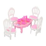 RiToEasysports Dollhouse Yemek Masası Sandalyeler, 1/16 Plastik Yüksek Simülasyon Dollhouse Yemek Mobilyaları Seti DIY Dollhouse Dekorasyon Için (A tipi)