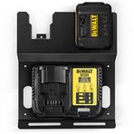 Riuog DeWalt 20V Pil ve DCB112 Şarj Cihazı için Duvara Montaj Braketi, Metal Siyah Sağlam 2 Pil Tutucu ve Alet Odası ve Garaj için Şarj Cihazı Tutucu